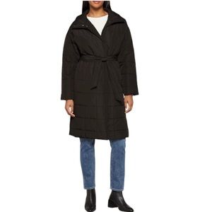 VERO MODA CURVE VMGRID LONG BLACK COAT SIZE 16